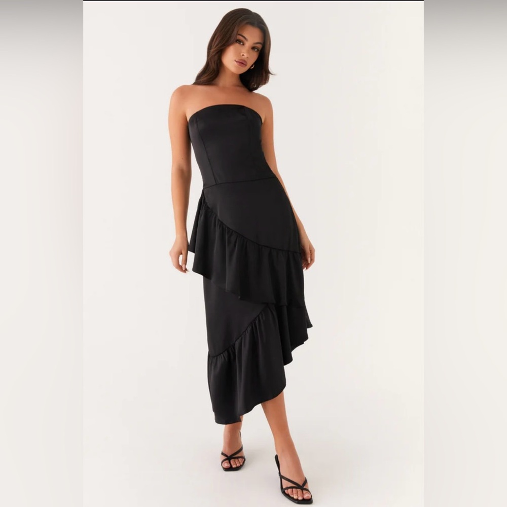 NWT Peppermayo Beatrice Black Satin Dress Size 8